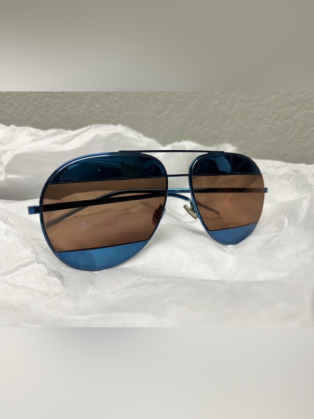 Christian Dior DiorSplit 1/S Y4ERD Aviator Sunglasses Blue Italy 59-14-145 Good